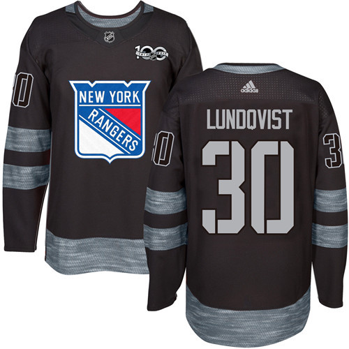 Adidas Rangers #30 Henrik Lundqvist Black 1917-100th Anniversary Stitched NHL Jersey - Click Image to Close